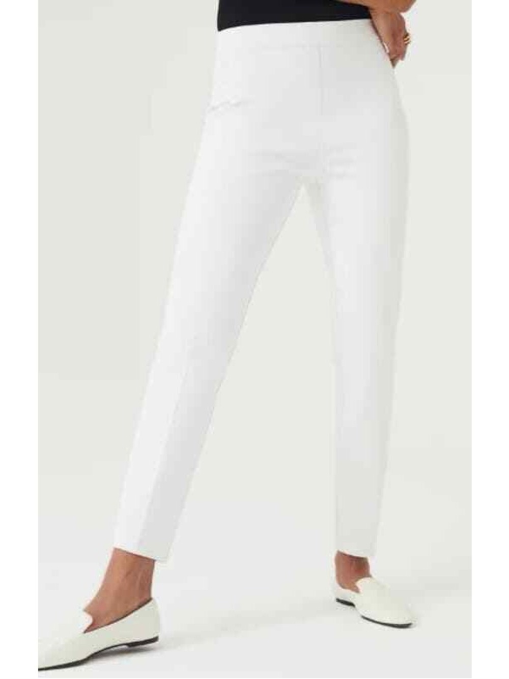 SPANX Classic White On-The-Go Slim Straight Ankle Pants Stretch Twill Size M